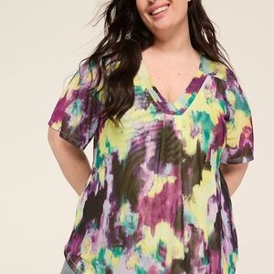 NWT Lane Bryant Mesh Flutter-speeve V-neck Top Size 18/20